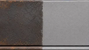 Structural steel blast cleaned to Sa 2½ compared with untreated mill scale surface
