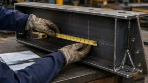 Dimensional tolerance check on a fabricated structural steel member