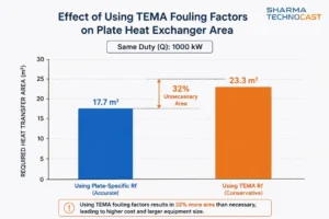 Effect of using TEMA fouling factors on plate heat exchanger area
