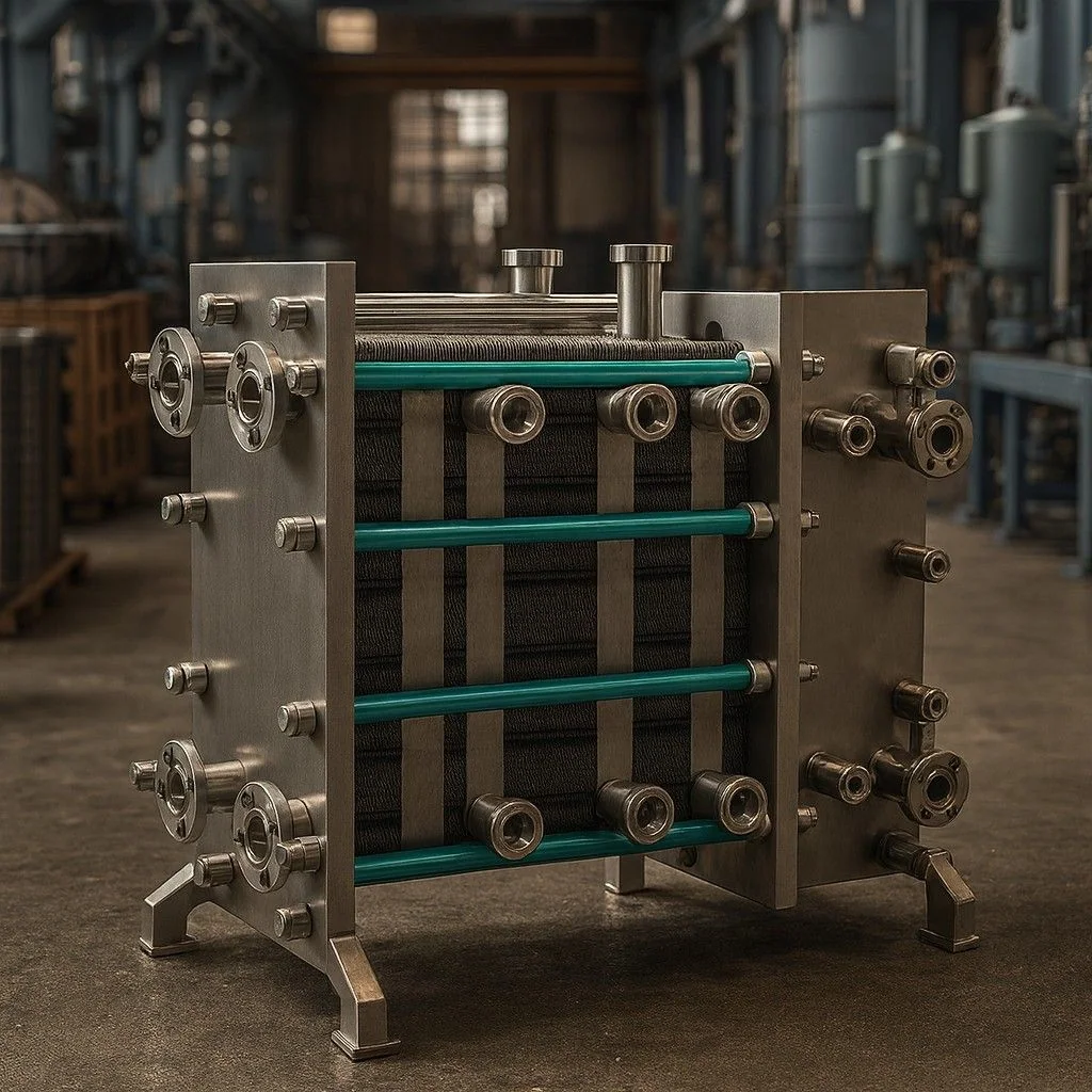 industrial plate heat exchanger with pipe connections stainless steel heat transfer system