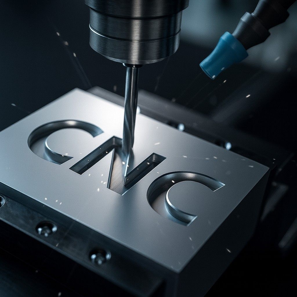High precision CNC machining and engraving process on metal block for industrial components by Sharma Technocast India