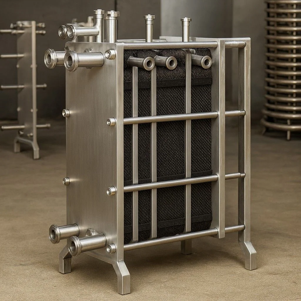 industrial plate heat exchanger with pipe connections stainless steel heat transfer system