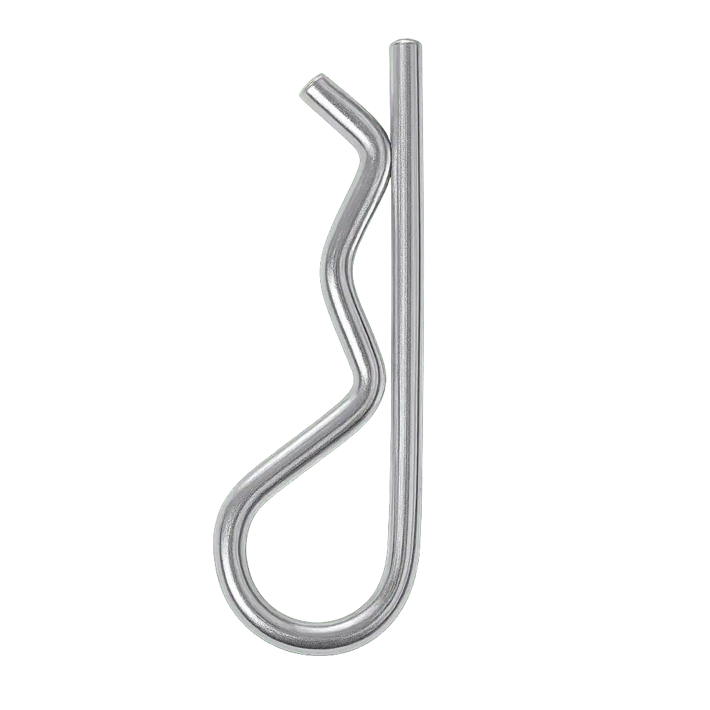 Stainless steel hitch pin R clip used for quick locking and securing fasteners