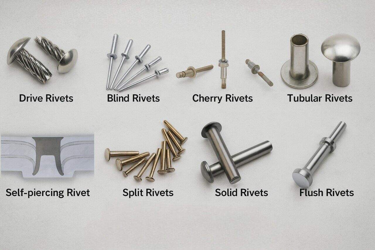 different types of industrial rivets including blind solid tubular split and flush rivets manufacturer in India
