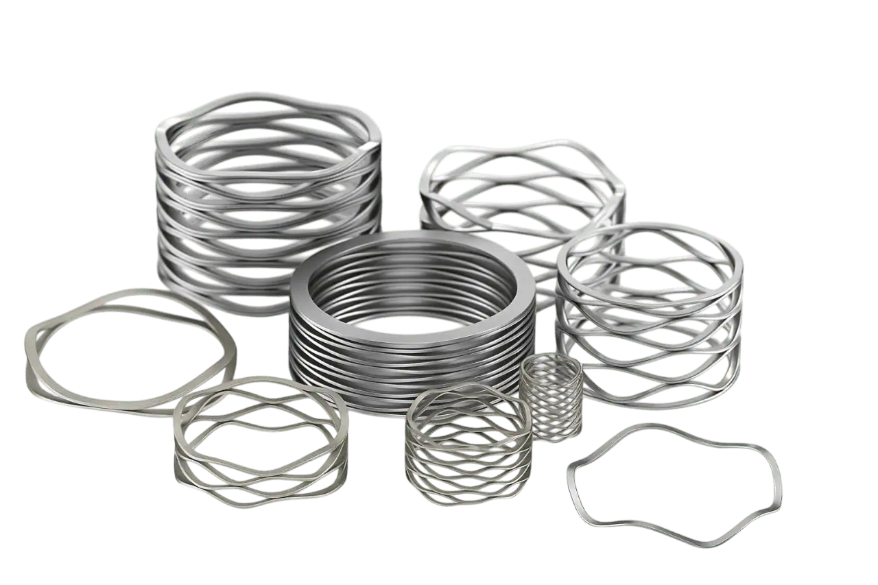 Wave springs used for space-saving compression in automotive and industrial applications
