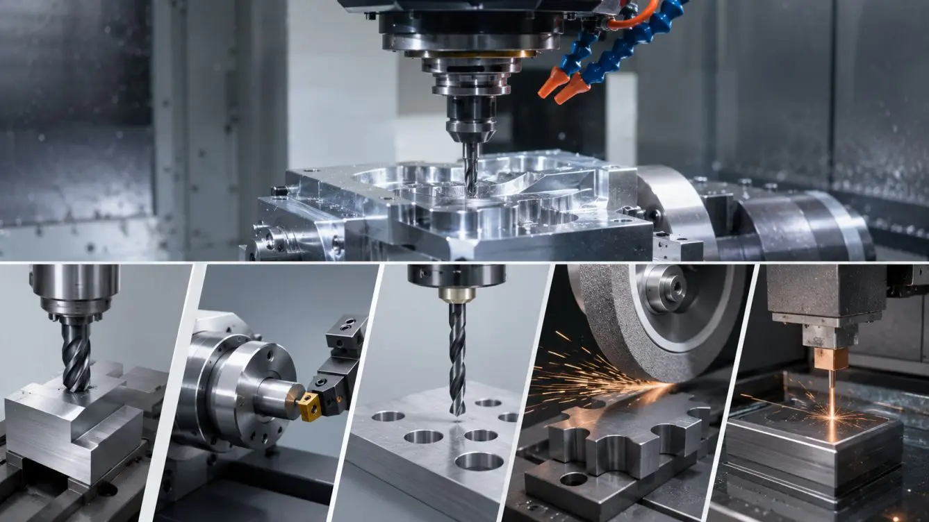 Types of CNC machining operations — milling, turning, drilling, grinding and EDM
