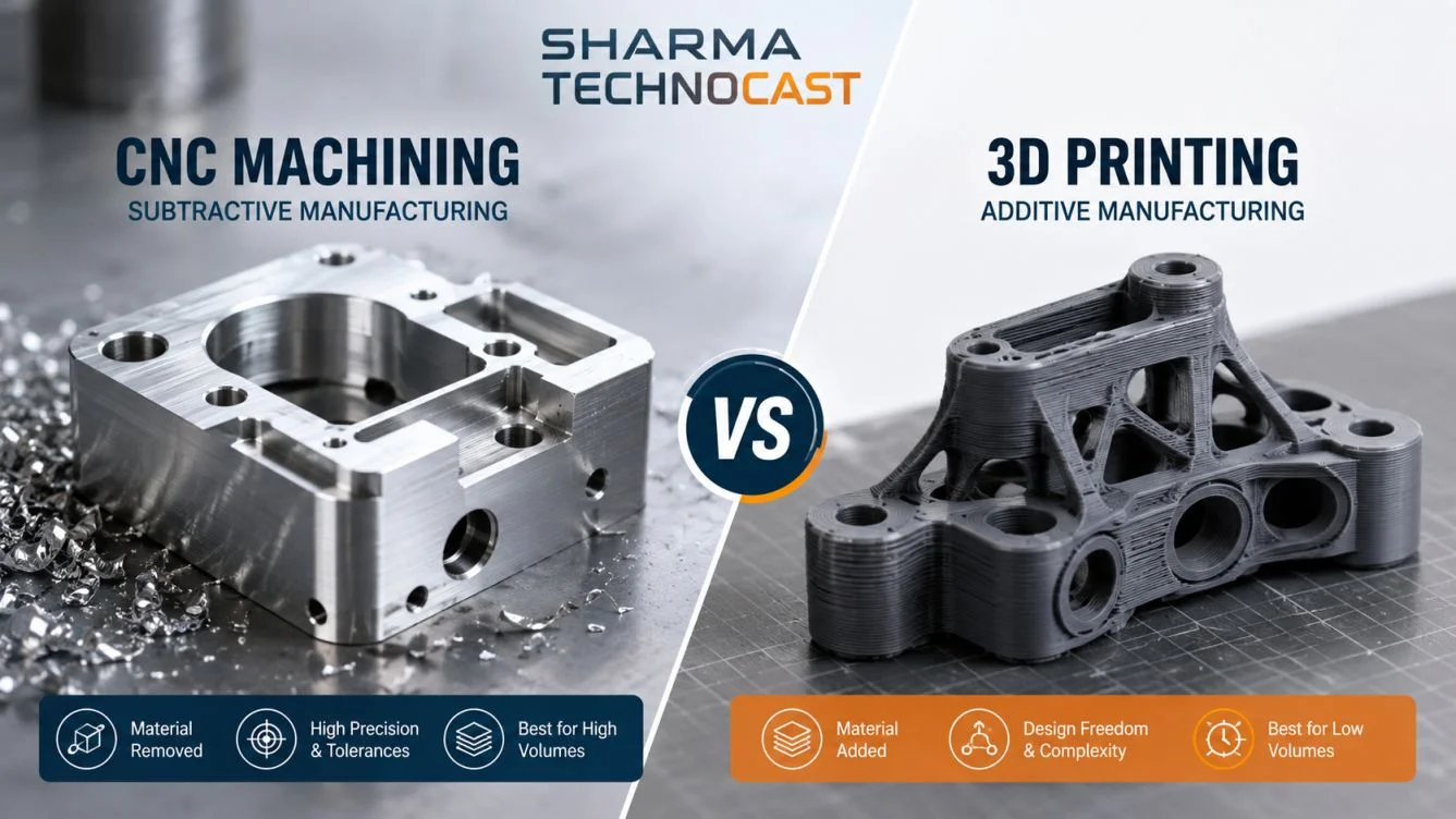CNC machining vs 3D printing — subtractive versus additive manufacturing compared